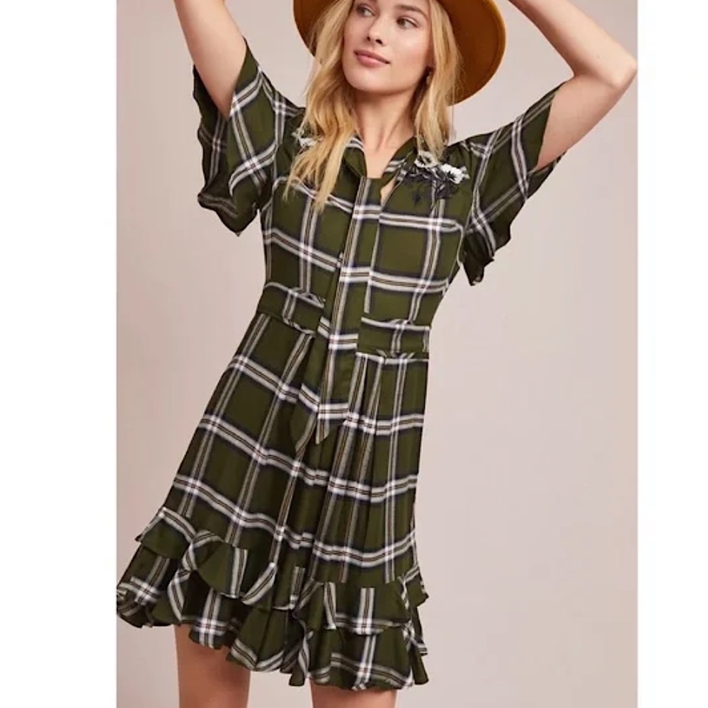 Size L Anthropologie Ranna Gill Olivia Plaid Dress